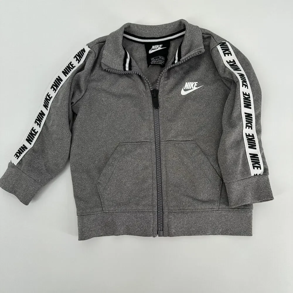 Nike Baby Grey Track Jacket Logo Stripe Pockets Infant Boys 12 Months